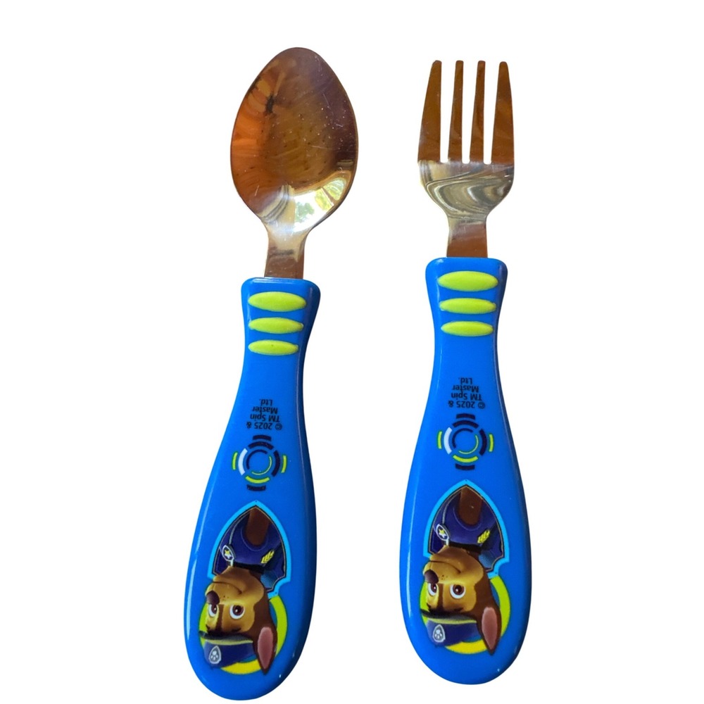 Zak Designs Paw Patrol Chase Kids Spoon and Fork Set Blue Stainless Steel 2pc